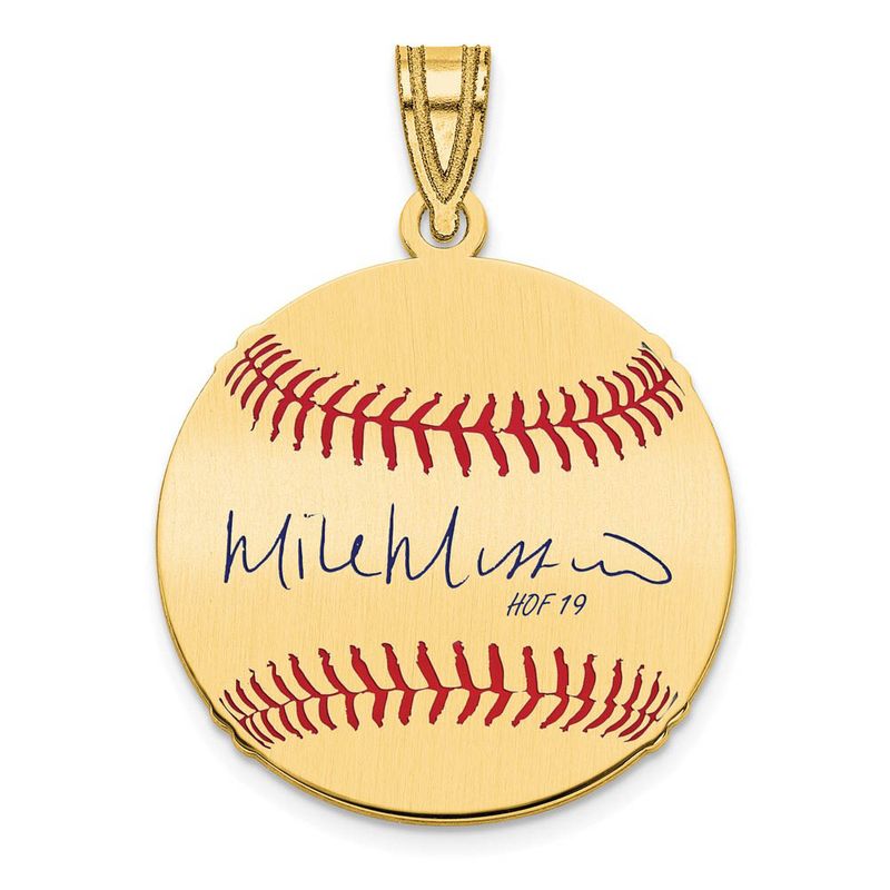 14k Gold Plated Mike Mussina Signature Sm Enamel Baseball Pendant